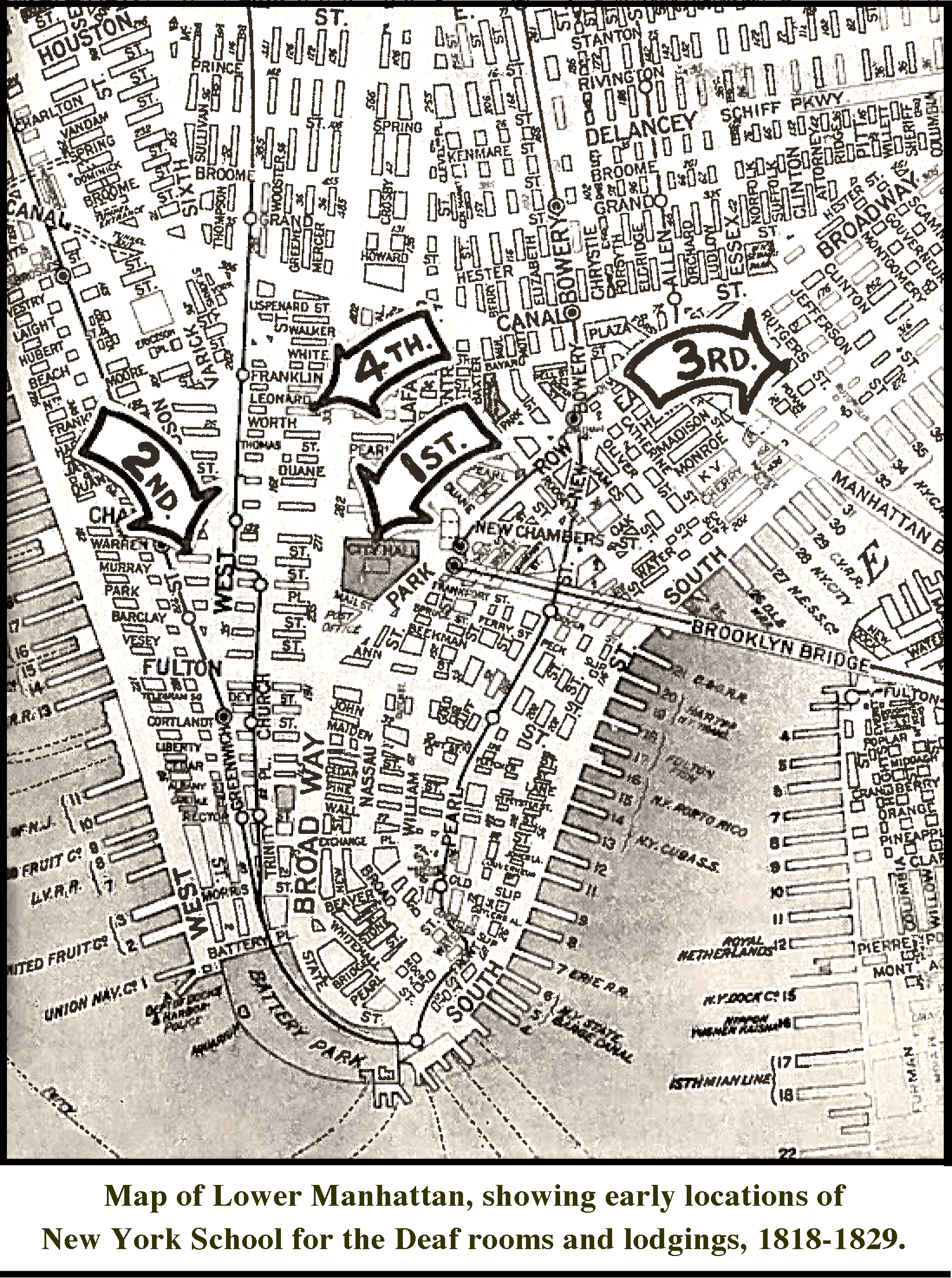 Old Locations of all NYSD sites on the map.